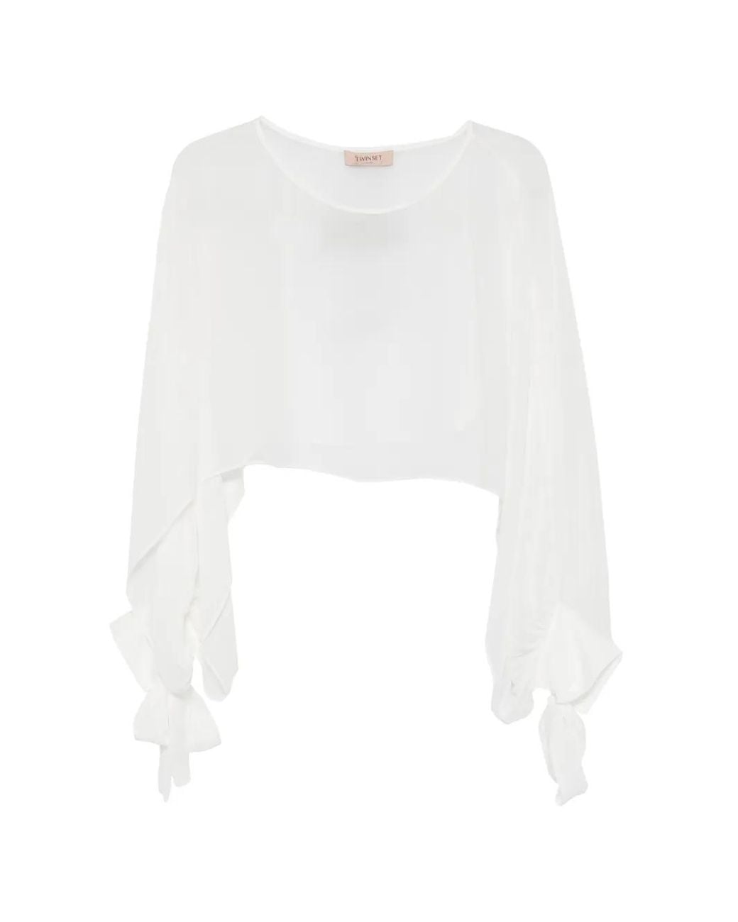 Twinset White Cuffed Long-Sleeve Blouse