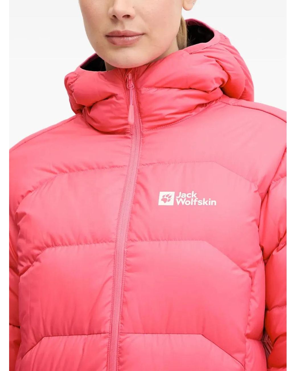 Jack Wolfskin Red Ather Down Hooded Quilted Performance Jacket