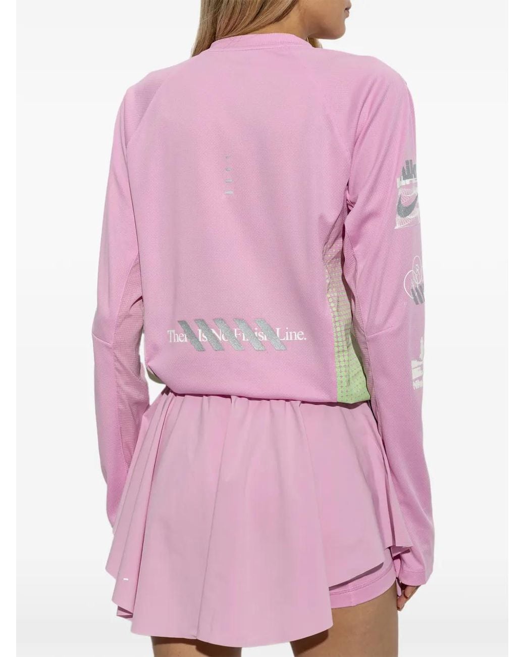 Nike Pink Swift Logo-Print Long-Sleeve T-Shirt
