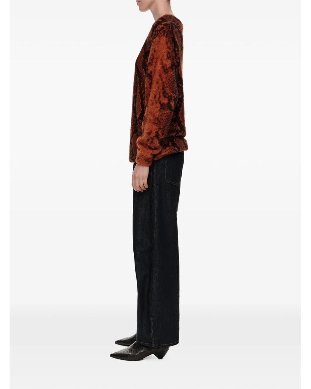 Bimba Y Lola Brown Long Caramel Snake Fur Sweater