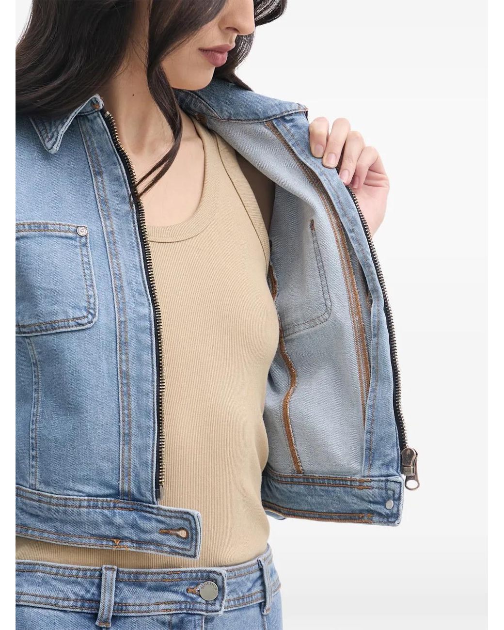 Benetton Blue Zip-Up Denim Jacket