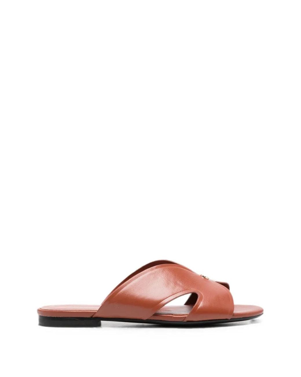 SERGIO MORETTI FIRENZE Pink Cut-Out Leather Slippers