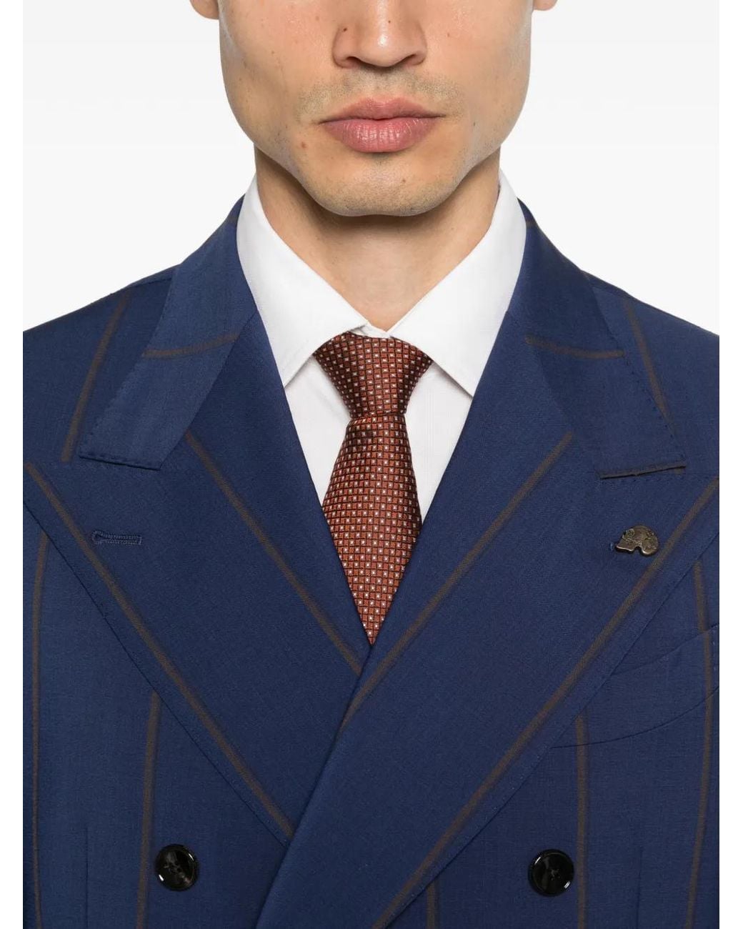 Gabriele Pasini Blue Striped Double-Breasted Suit for men