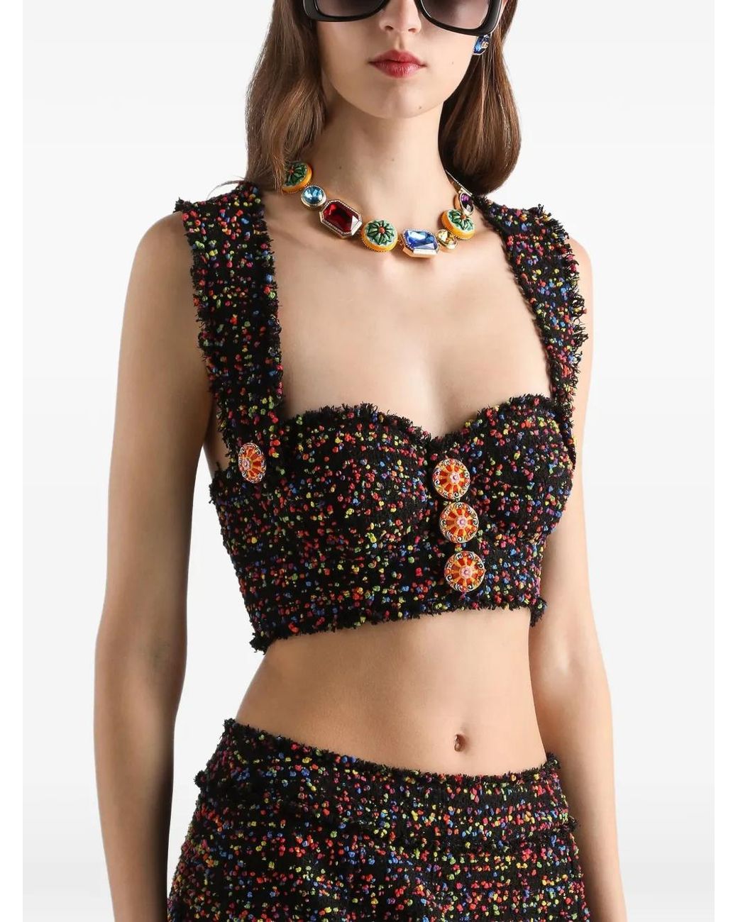 Dolce & Gabbana Black Tweed Top