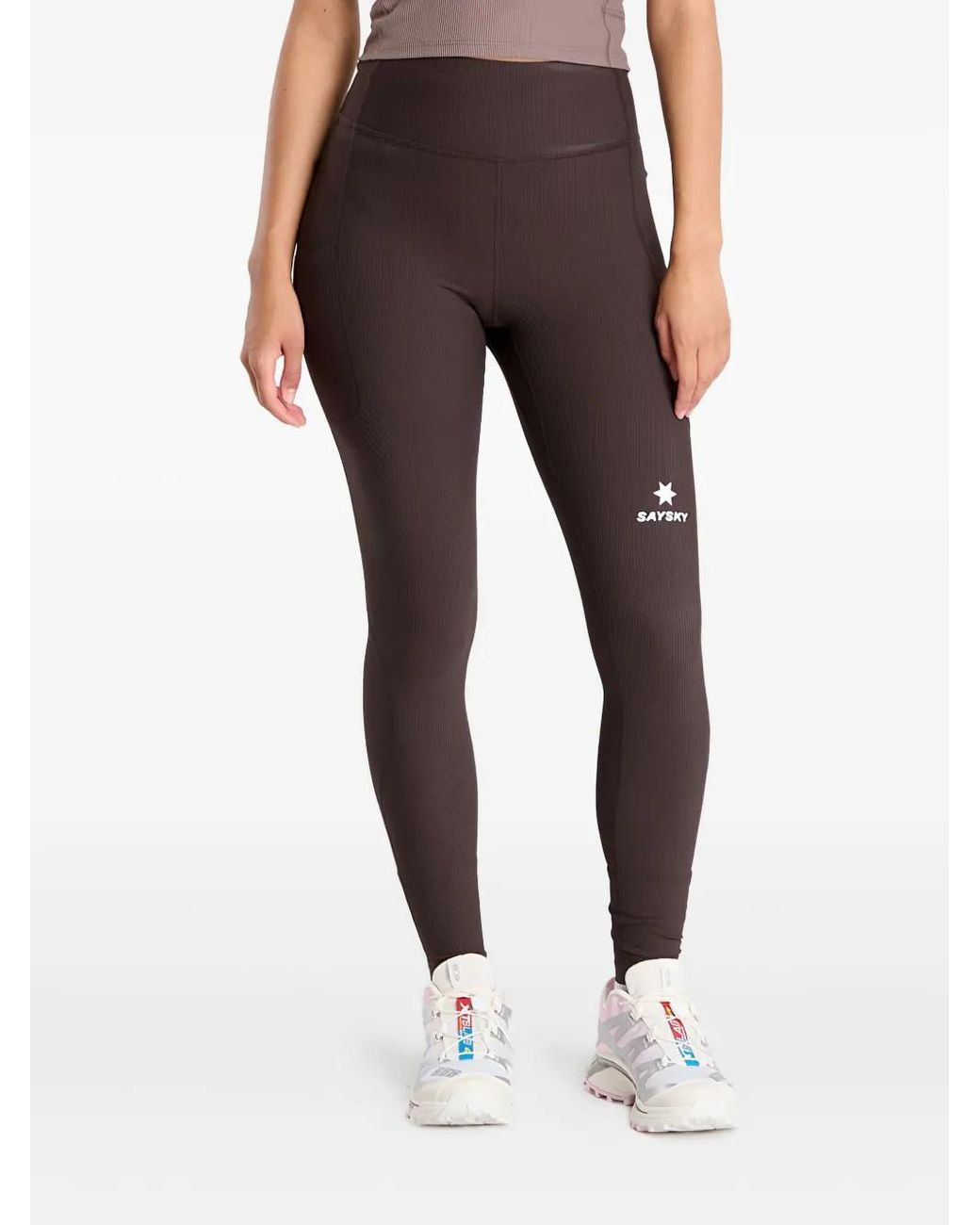 Saysky Black Ribbed Pocket Leggings