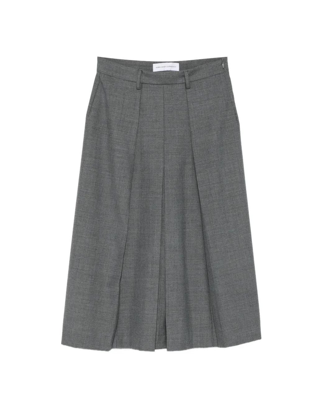 Marie Adam-Leenaerdt Gray Pleated-Detail Midi Skirt