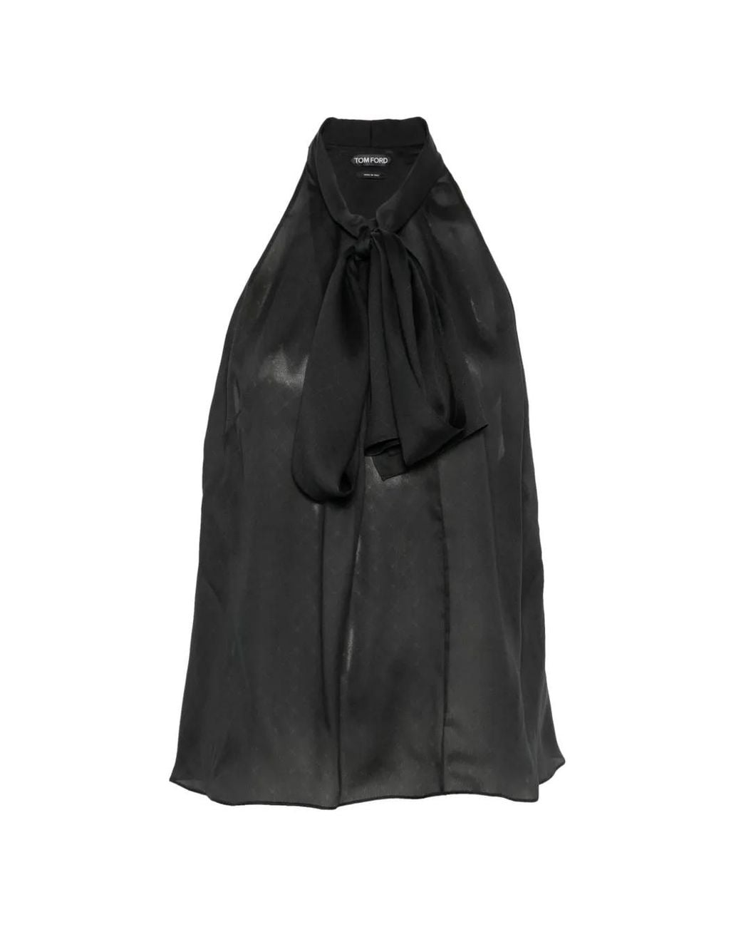 Tom Ford Black Haut Lavallier En Mousseline De Soie Monogrammée Tf À Dos Nu