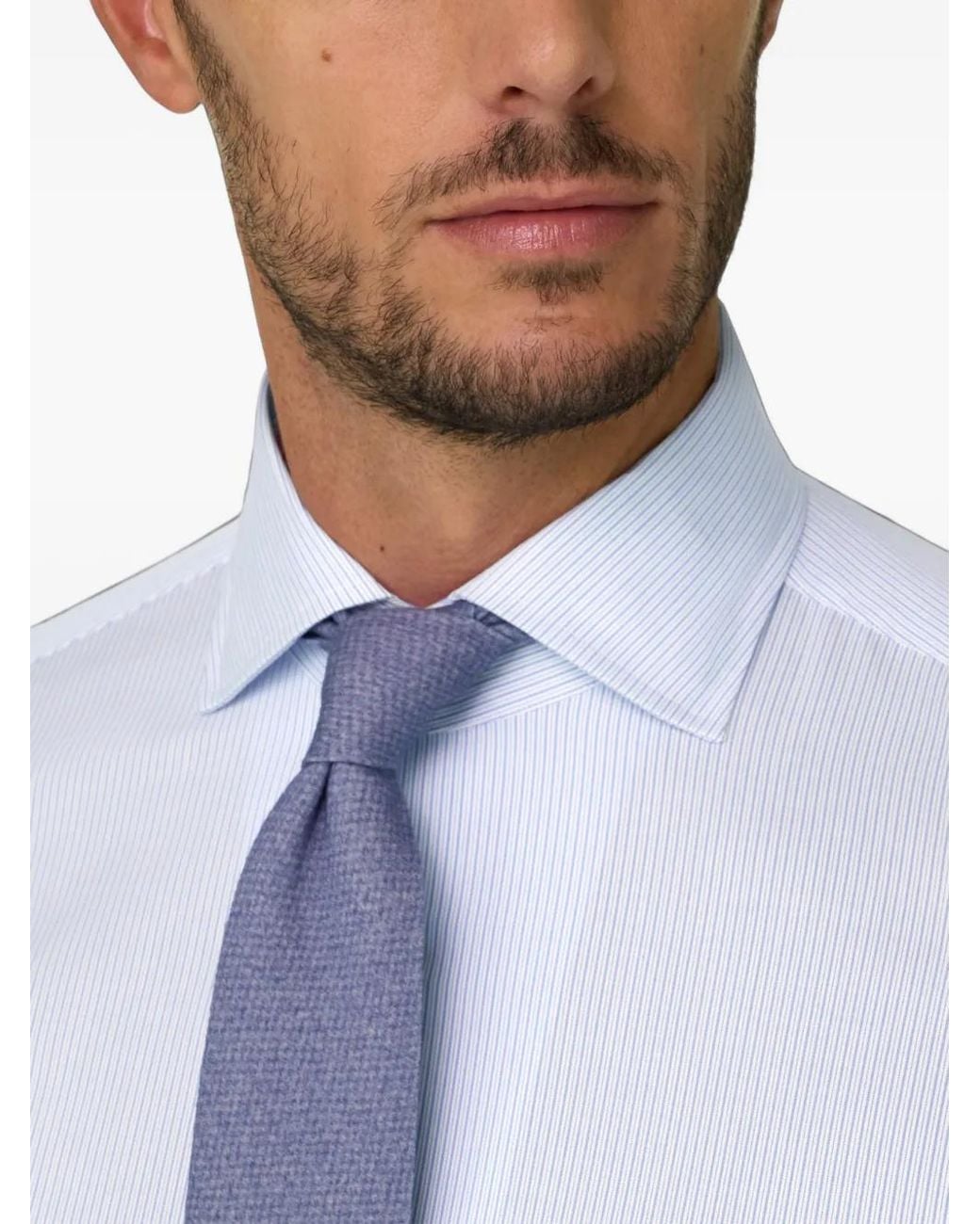 Boggi White Striped Cotton Shirt Regular Fit for men