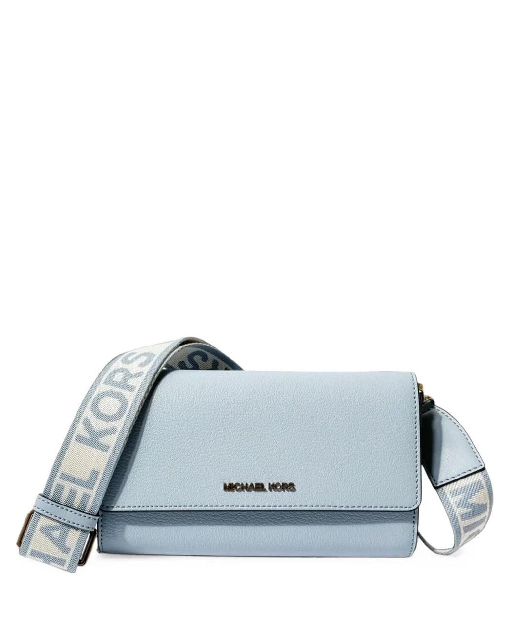 Michael Kors Blue Large Jet Set Logo-Strap Crossbody Bag