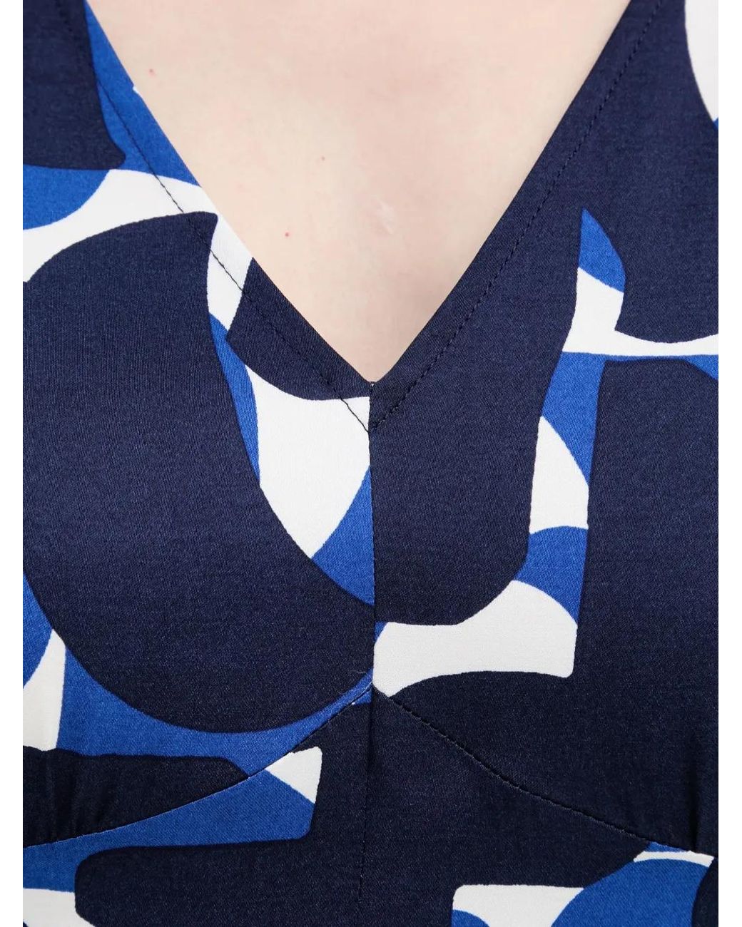 Marc O' Polo Blue Abstract-Print V-Neck Midi Dress