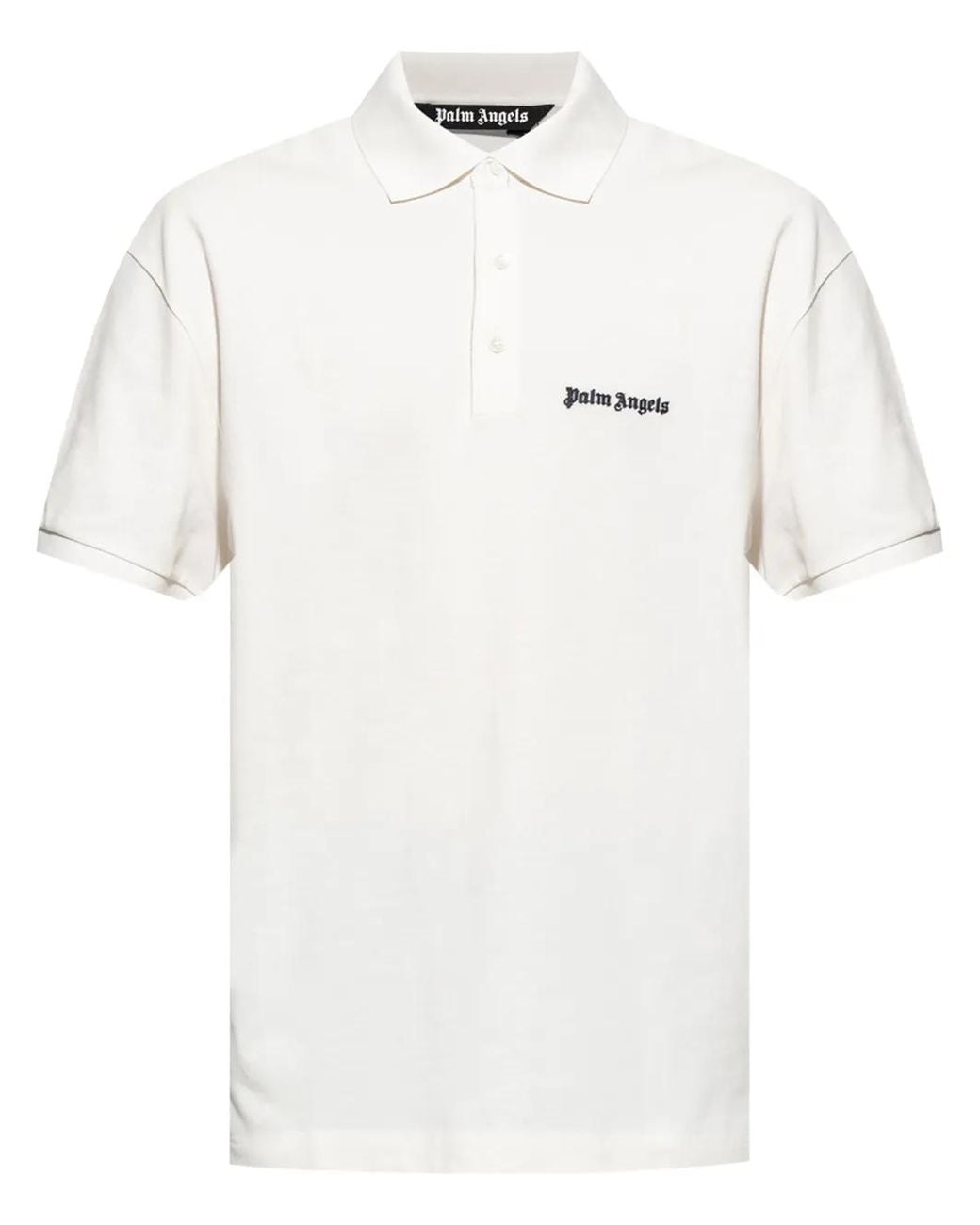 Palm Angels White Logo-Embroidered Polo Shirt for men