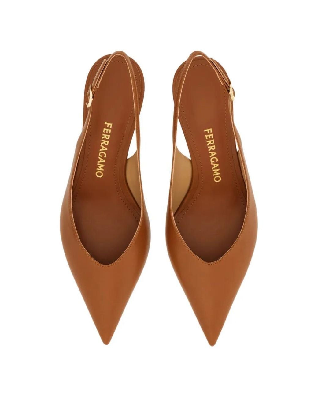 Ferragamo Brown S-Shaped Heel Slingback Pumps