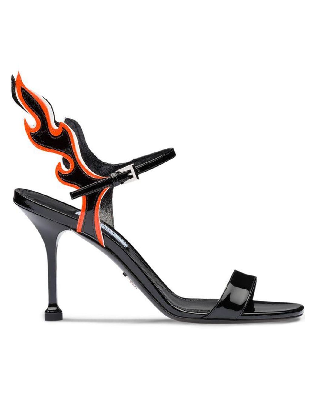 Sandales à détails de flammes Cuir Prada en coloris Noir | Lyst