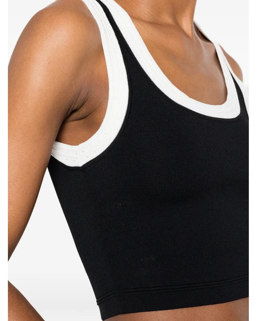 Sandro Black Two-Toned Cropped Knit Top