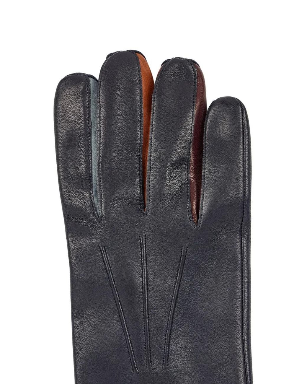 Paul Smith Black Leather Concertina Gloves for men