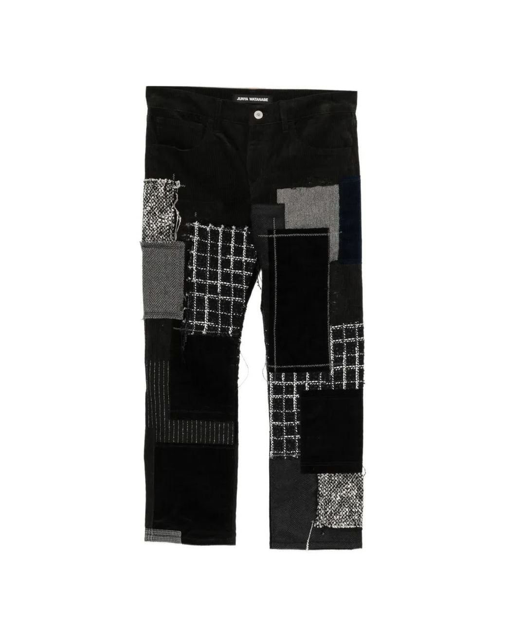 Junya Watanabe Black Patchwork Frayed Jeans