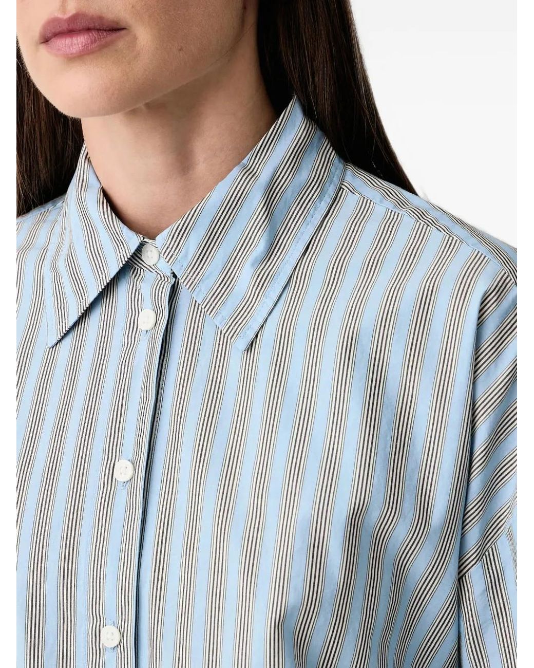 Marc O' Polo Blue Chemise Rayée À Manches Plissées