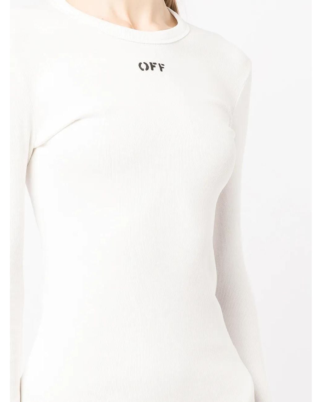 Off-White c/o Virgil Abloh White Logo-Print Long-Sleeved Mini Dress