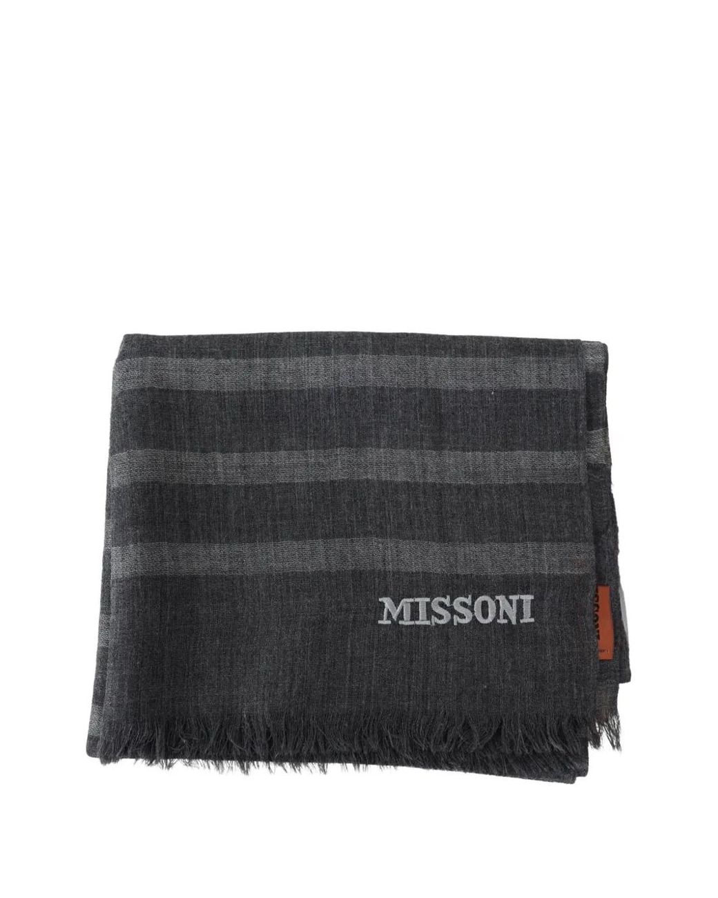 Missoni Black Striped Wool Scarf for men