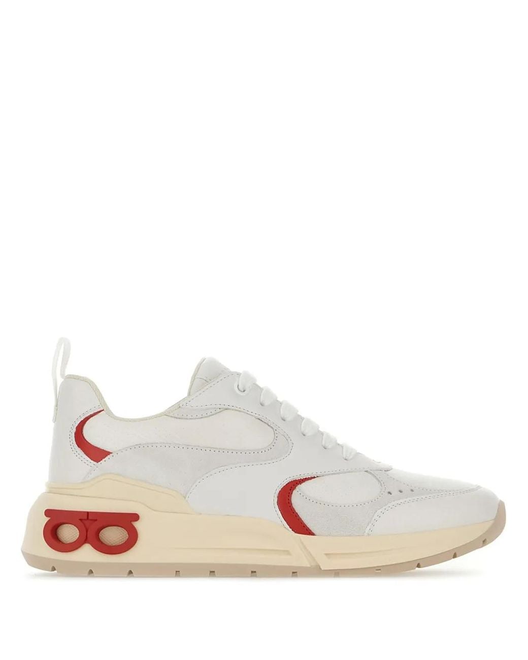 Ferragamo White Nappa Leather And Suede Cosimina Sneakers