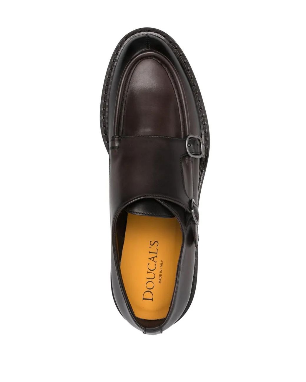 Doucal's Brown Leather Monk Shoes for men