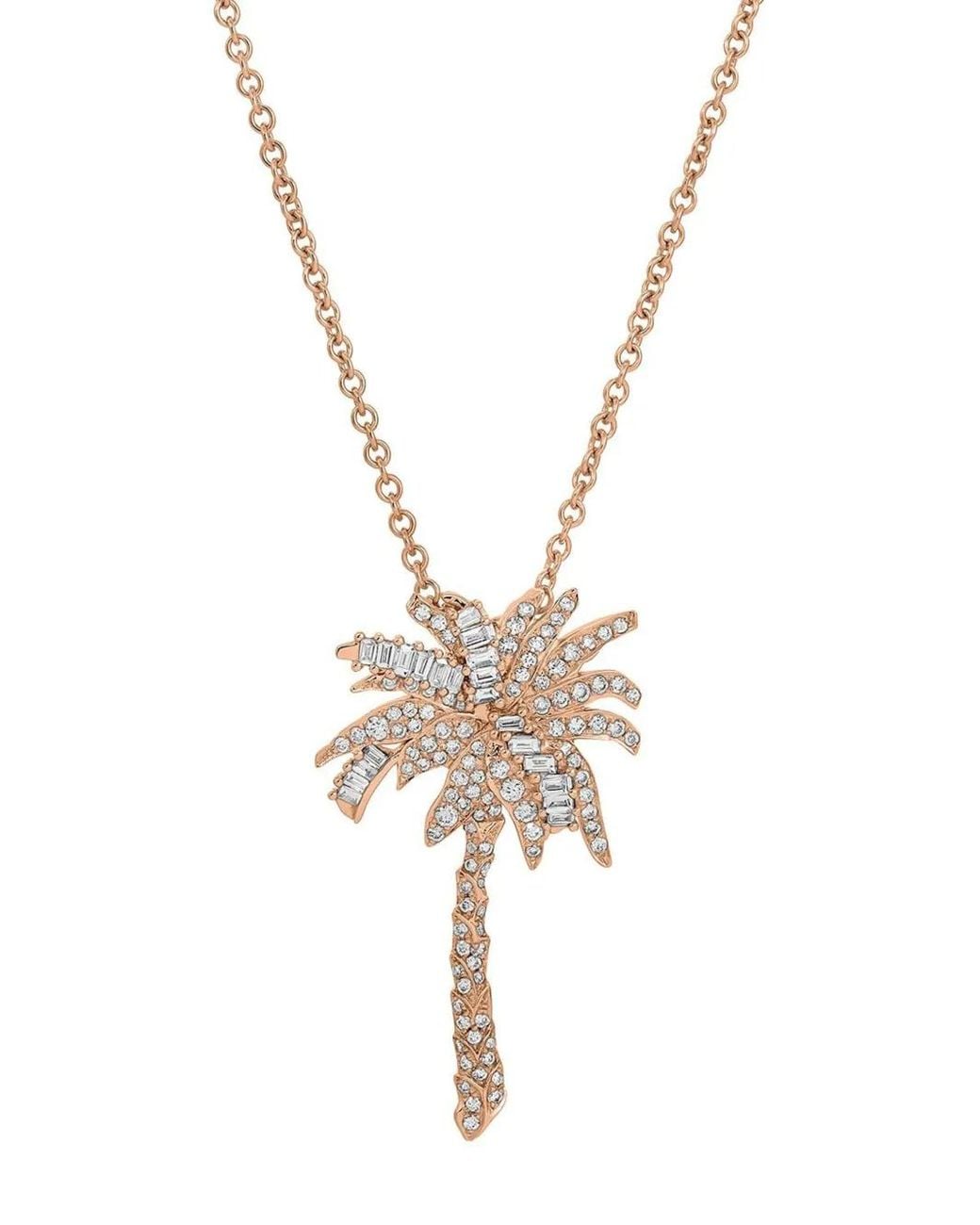 Anita Ko Metallic 18Kt Rose Palm Tree Diamond Necklace