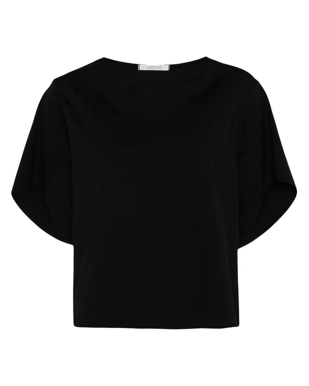 Transit Black Boat-Neck Short-Sleeved T-Shirt
