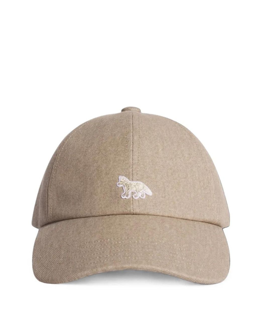 Maison Kitsuné Natural Baby Fox Embroidered Patch Baseball Cap
