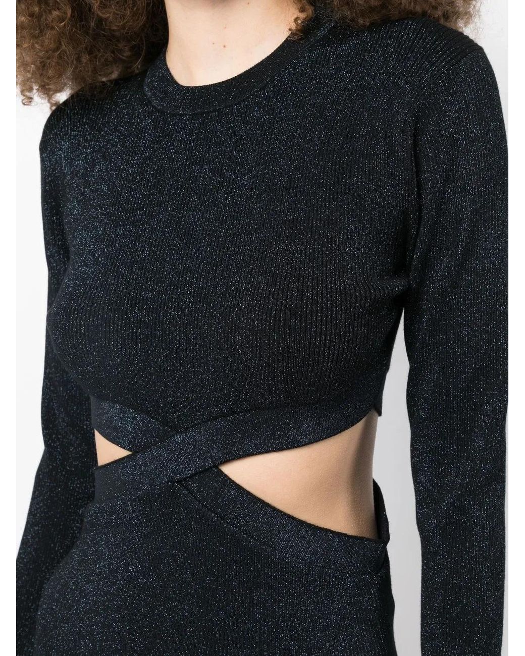 3.1 Phillip Lim Black Lurex Cut-Out Knitted Top