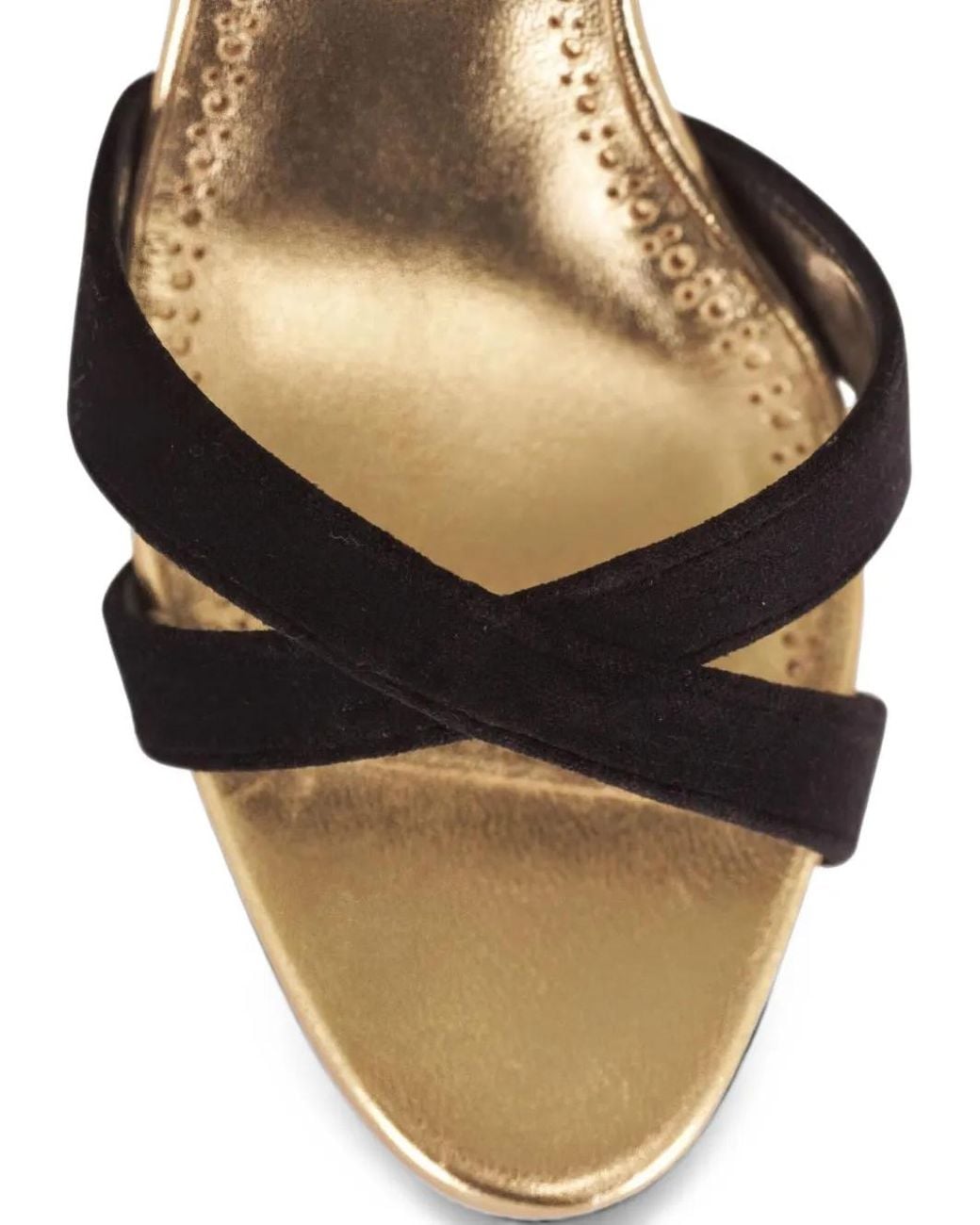 Manolo Blahnik Metallic Crossover-Strap Slingback Sandals