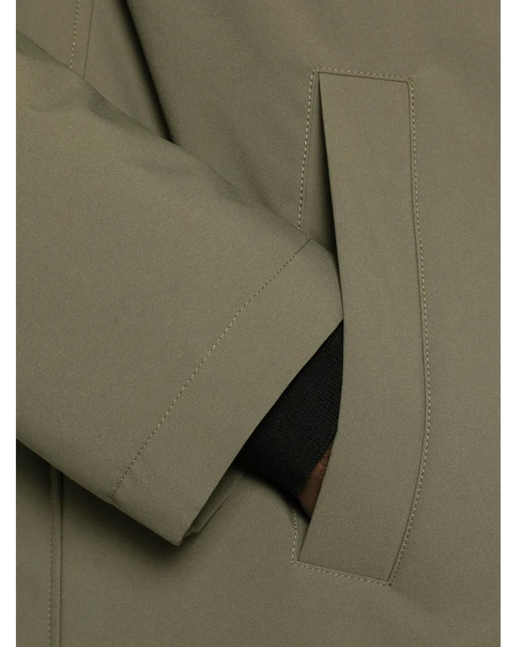 Herno Green Faux-Fur Trim Hooded Jacket for men