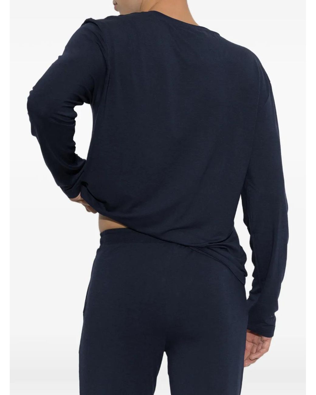 Hanro Blue Long-Sleeve V-Neck Sweater for men