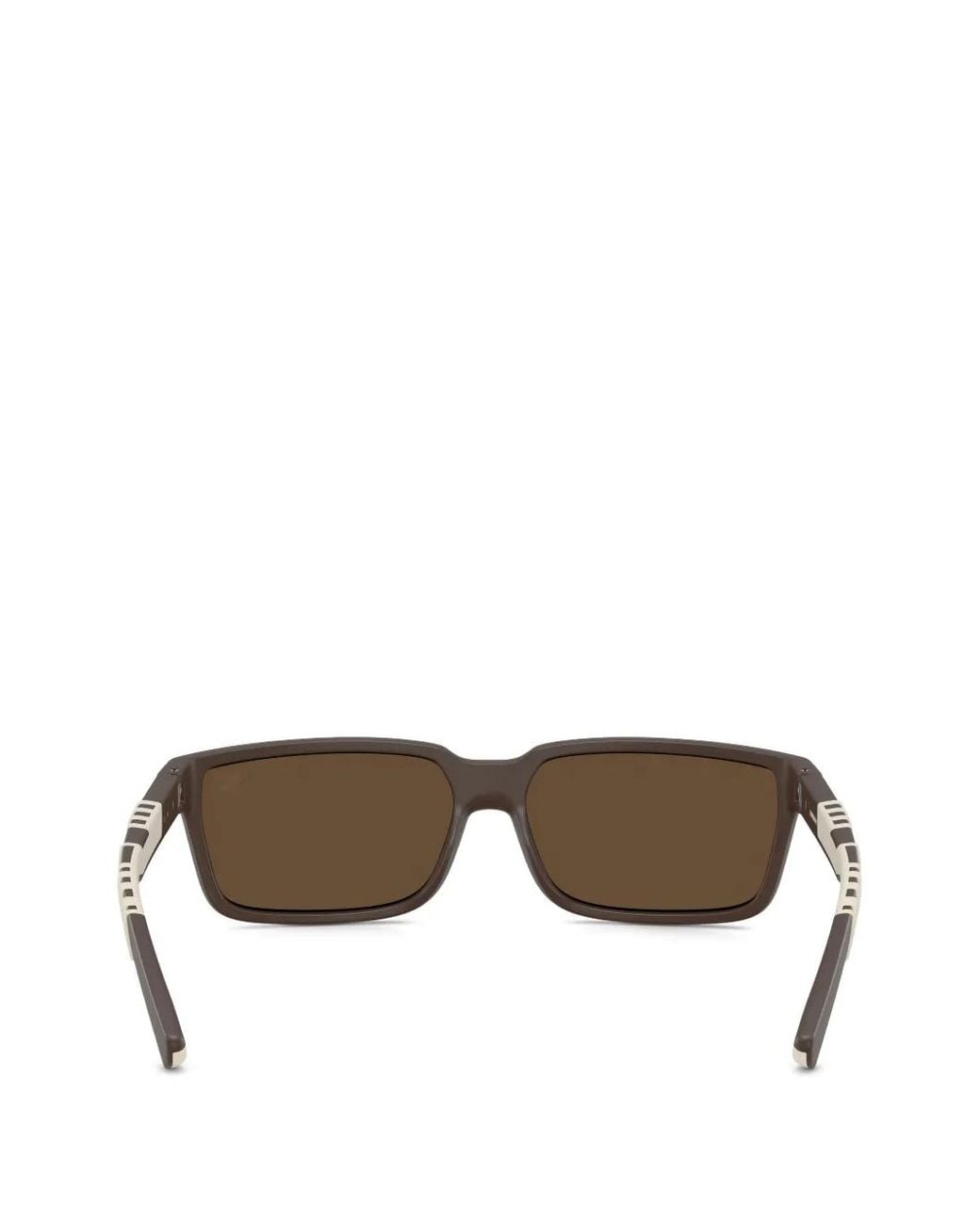 Burberry Gray Check Rectangle-Frame Sunglasses