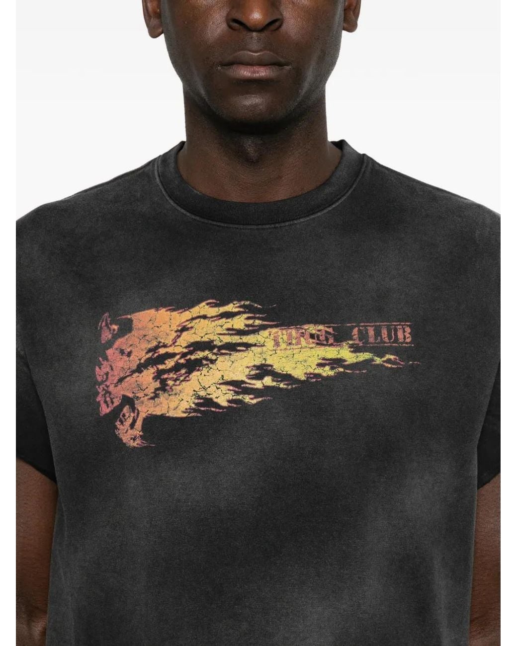 THUG CLUB Black Graphic-Print Washed T-Shirt for men
