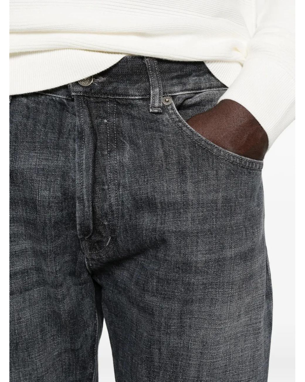 Dondup Gray Faded-Effect Straight-Leg Jeans for men