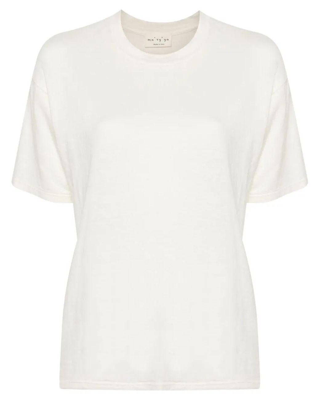 Ma'ry'ya White Slub-Texture T-Shirt