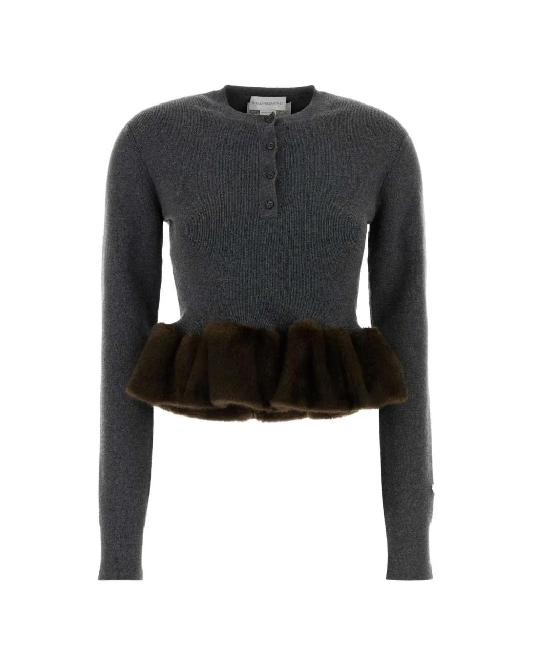 Stella McCartney Black Pullover Mit Nerzbesatz