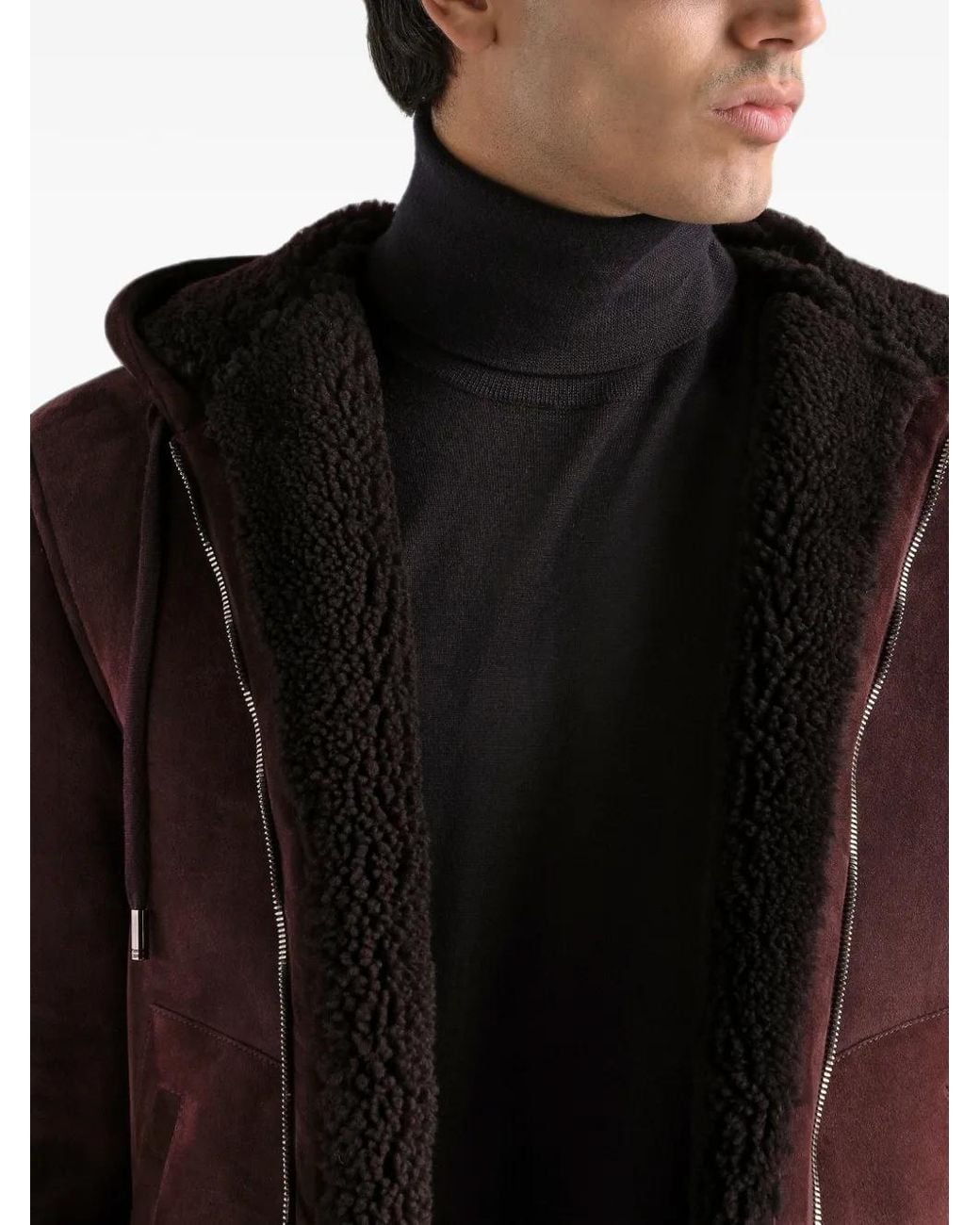 Dolce & Gabbana Brown Suede Shearling Jacket for men