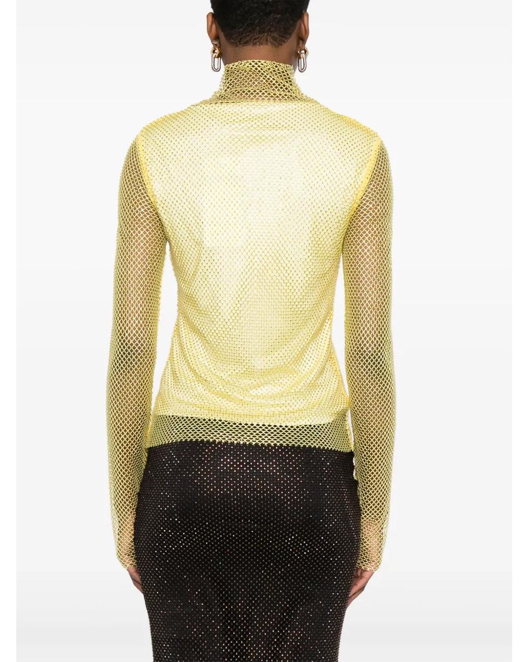 Sportmax Yellow Rhinestone-Embellished Top