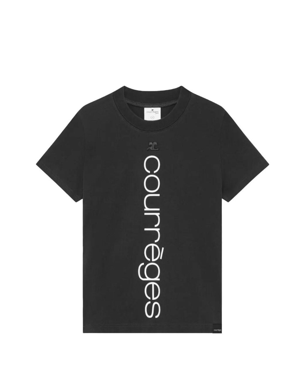 Courreges Black Fitted Short-Sleeved T-Shirt With Subtle Embroidery