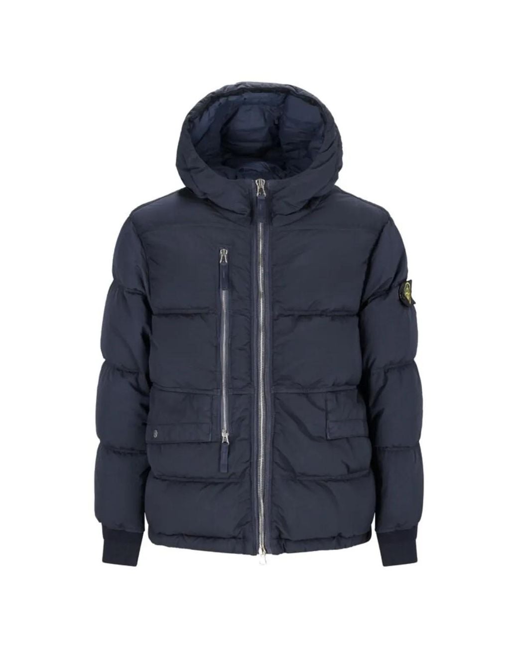 Stone Island Blue Hooded Puffer Jacket for men