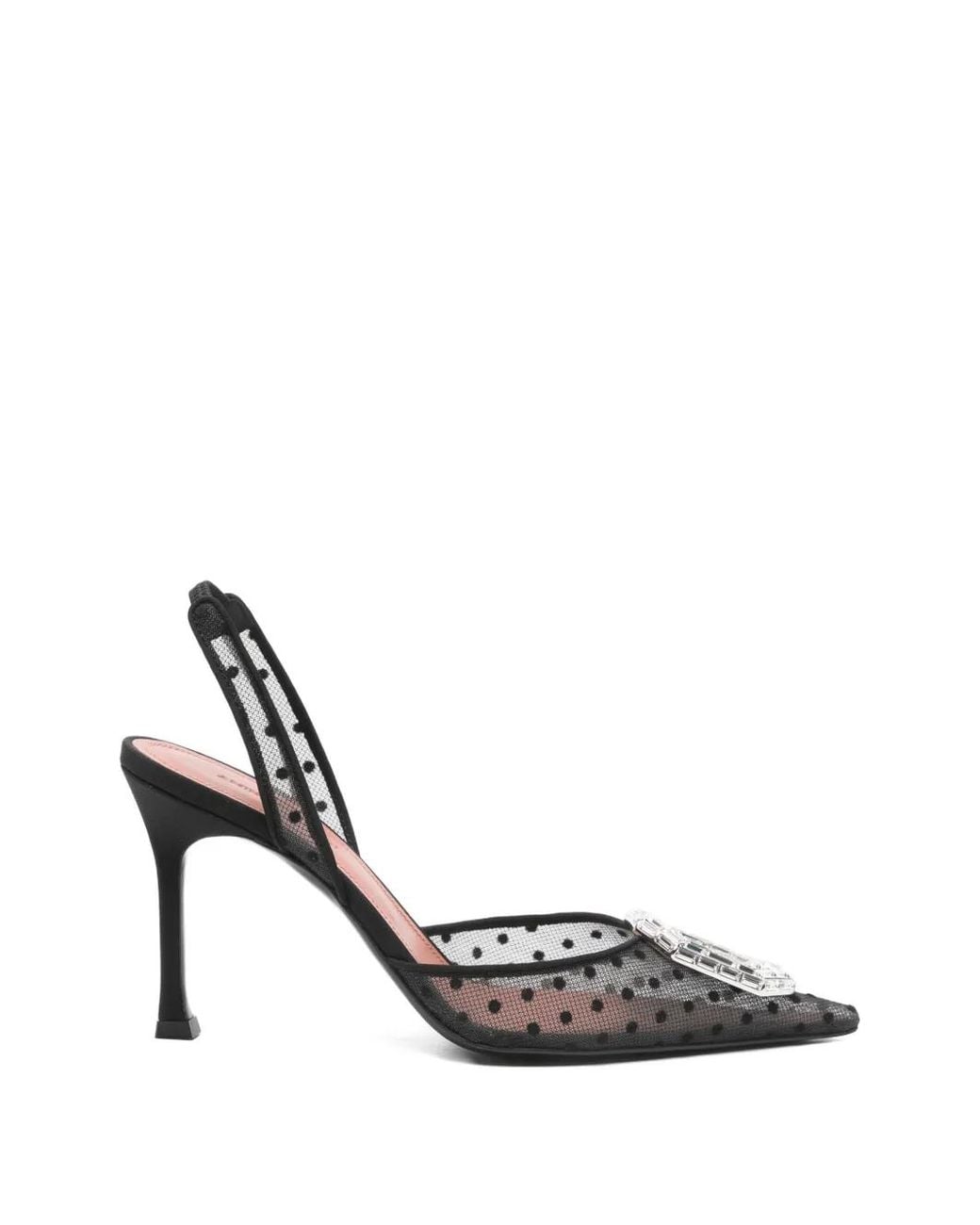 AMINA MUADDI White Camelia Sling 90 Polka-Dot Lace