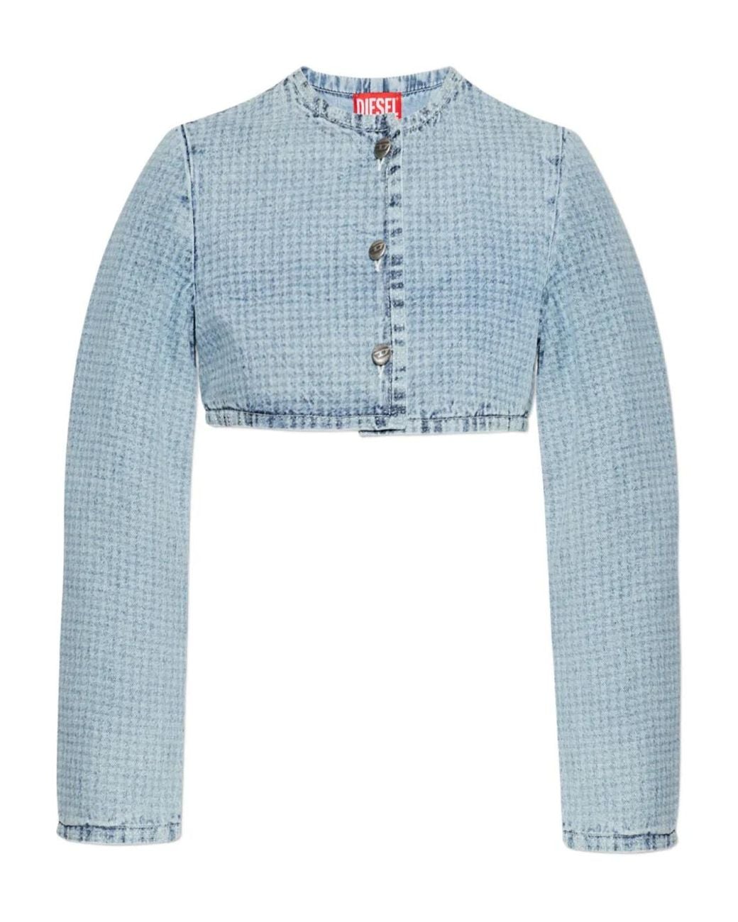 DIESEL Blue De-Terri-S Button Crop Jacket