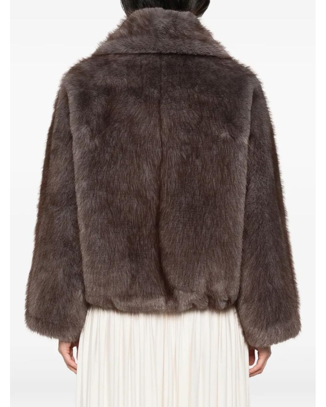 VALENTINI 1972 Brown Faux-Fur Double-Breasted Coat