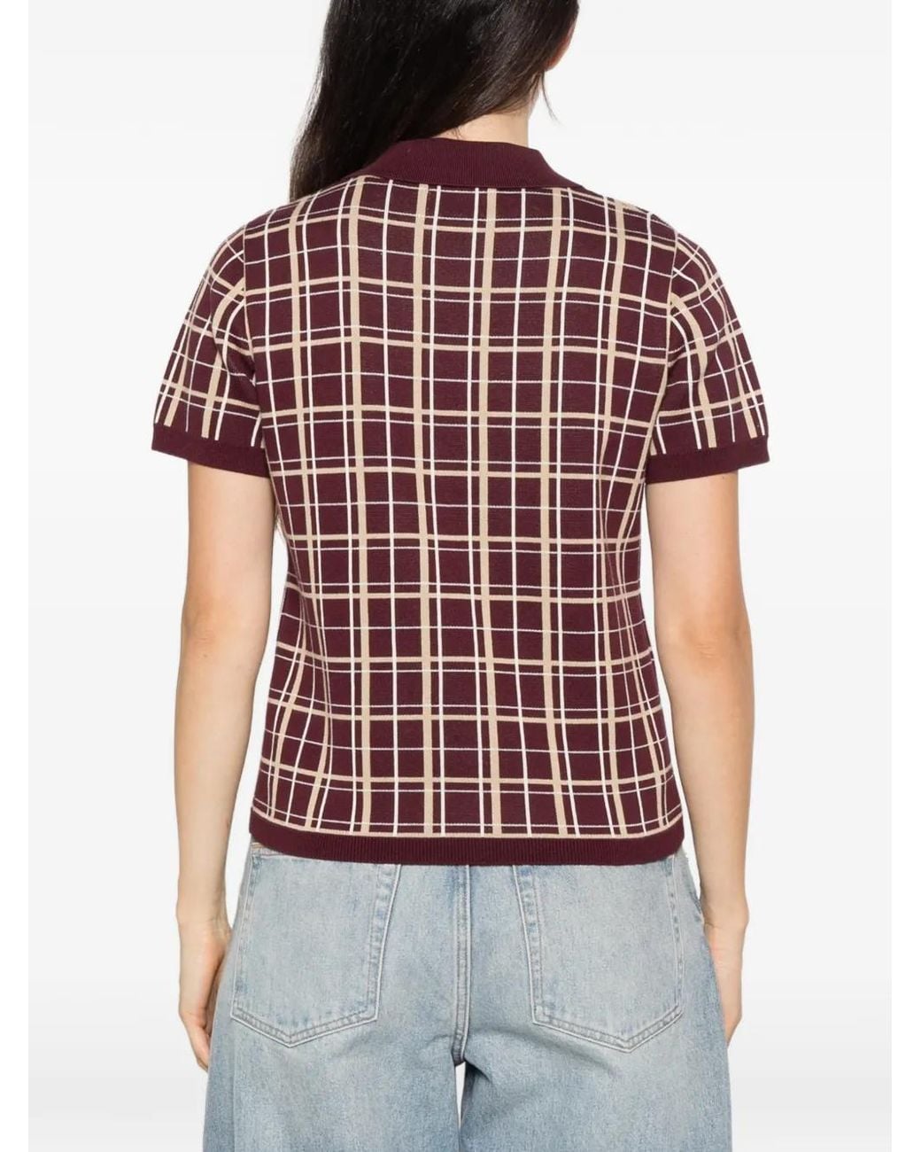 Gant Red Check-Knit Polo Shirt