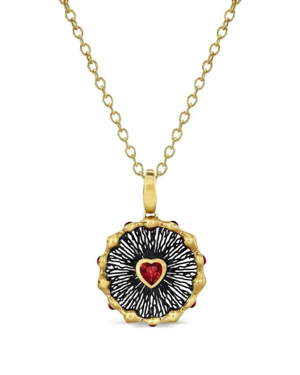 VRAM Metallic Collier À Pendentif Hypha En Rubis