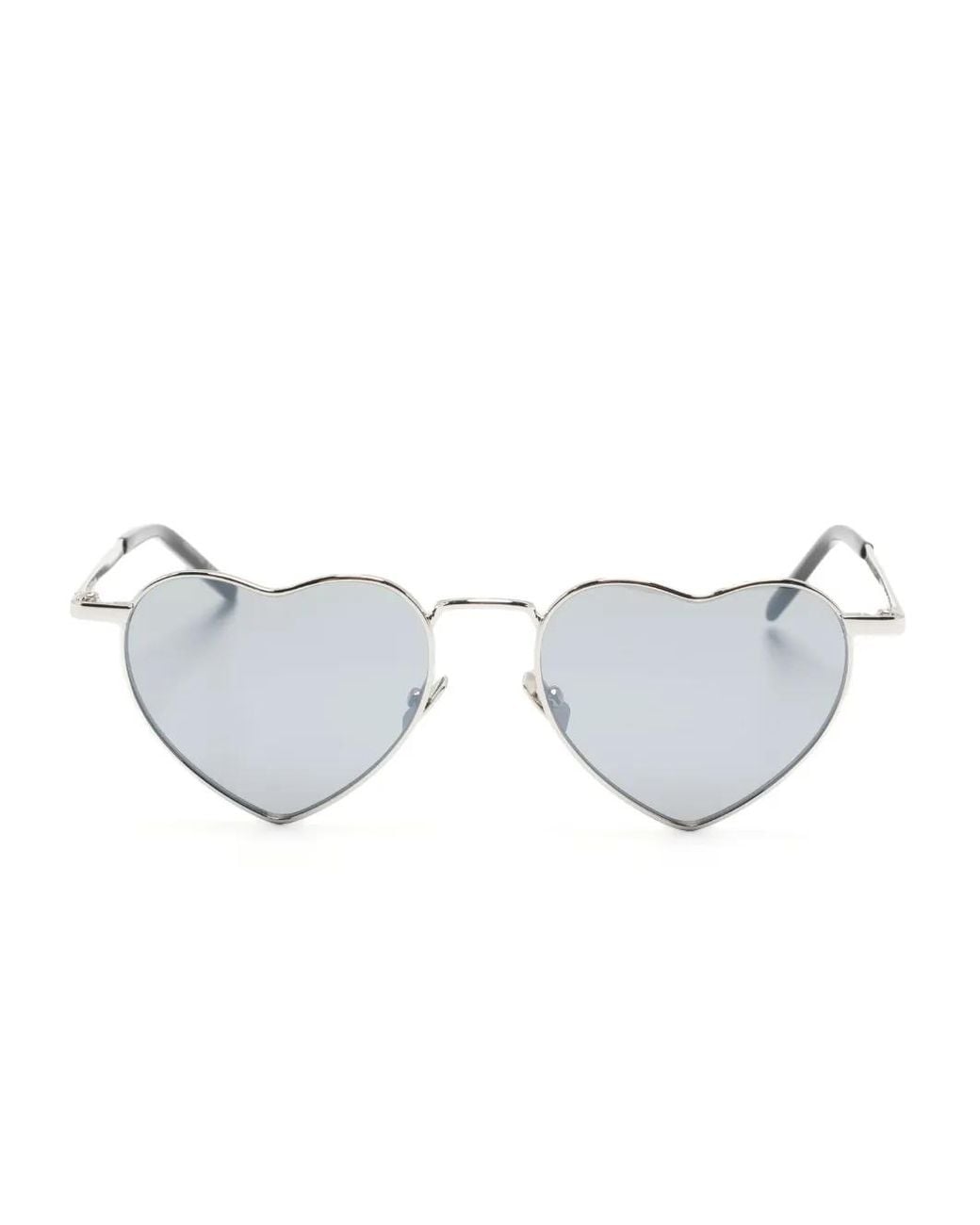 Saint Laurent White Loulou Heart-Frame Sunglasses