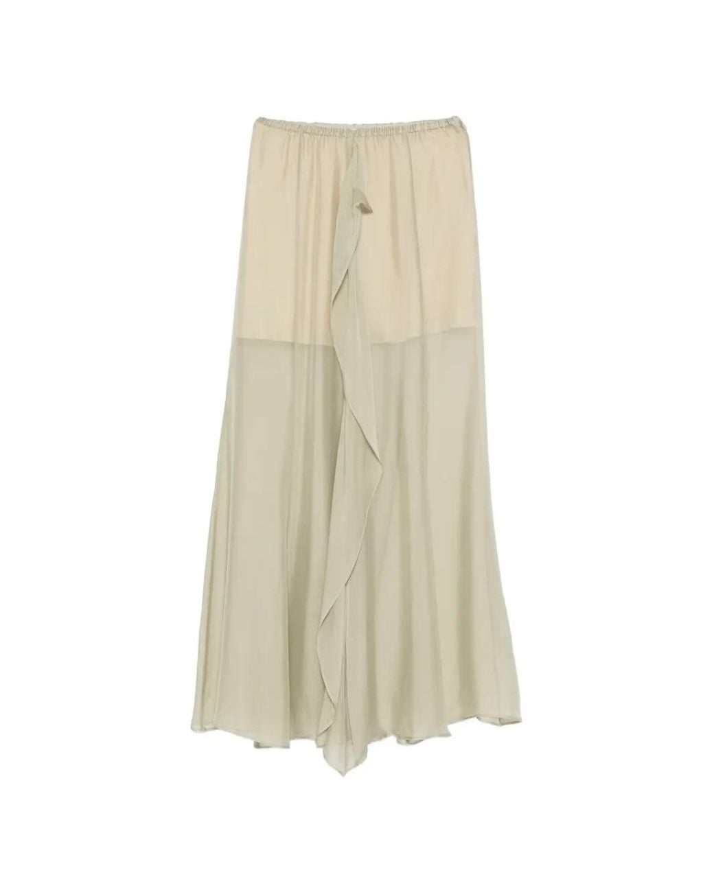 Alysi Natural Zip-Fastening Ruffled Midi Skirt