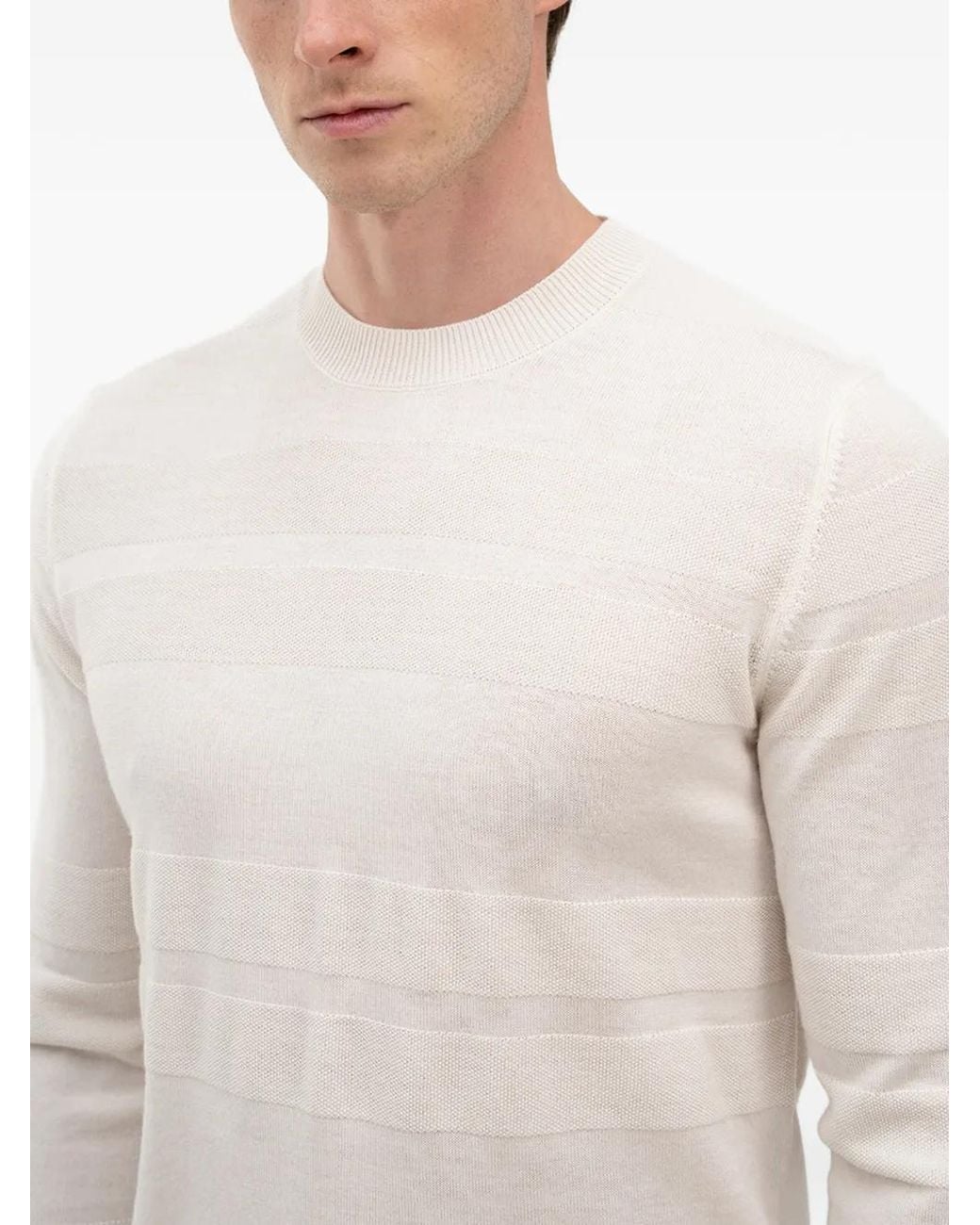 Boss White Textured-Knit Sweater for men