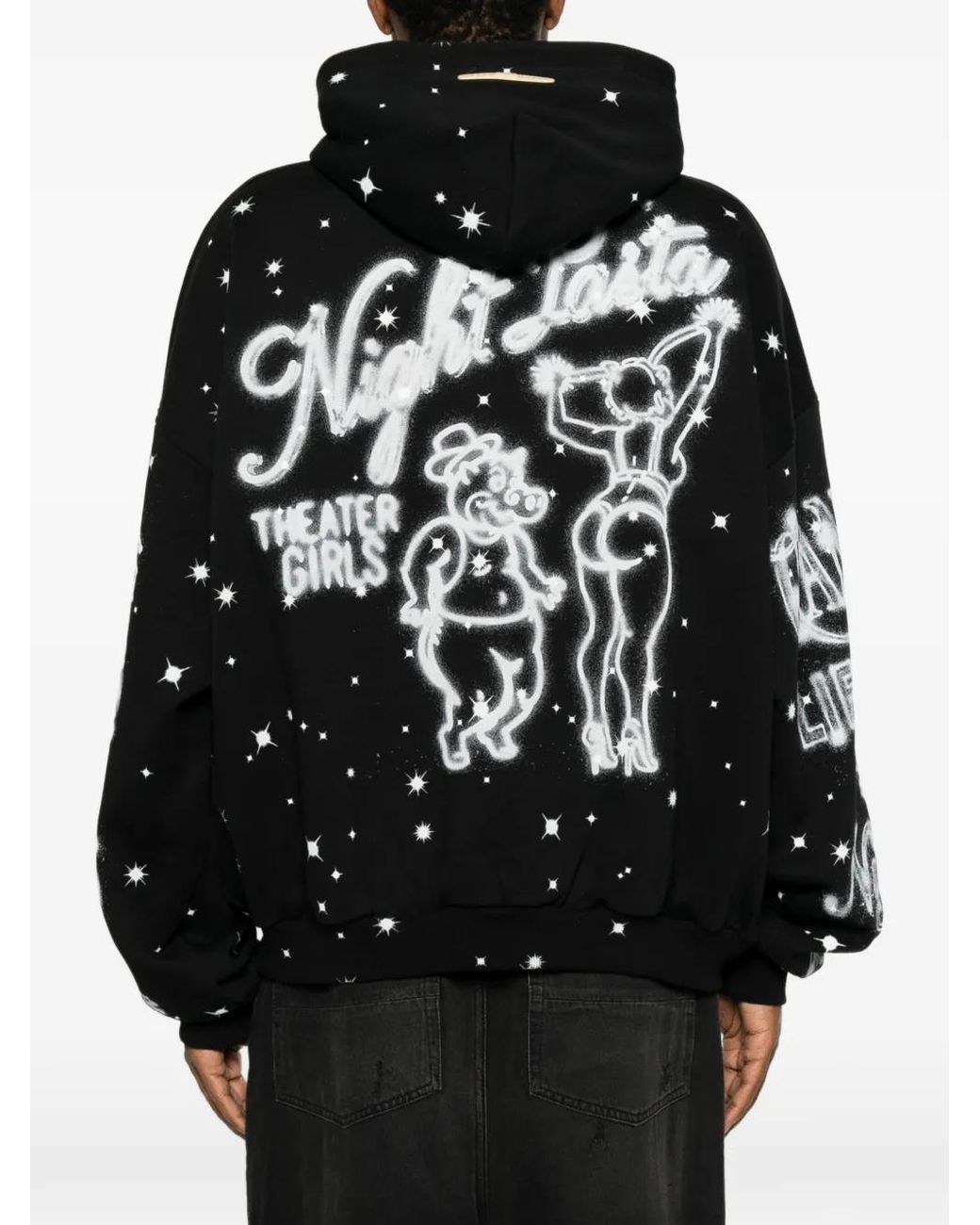 PDF Black Hoodie En Coton À Imprimé Graphique for men